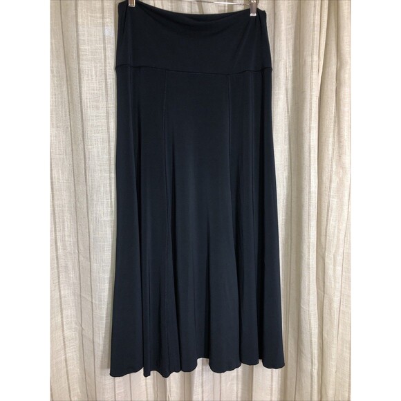 Cabi Skirt Women's Large Navy Blue Maxi Long Knit Flare Stretch Casual City - Picture 1 of 7